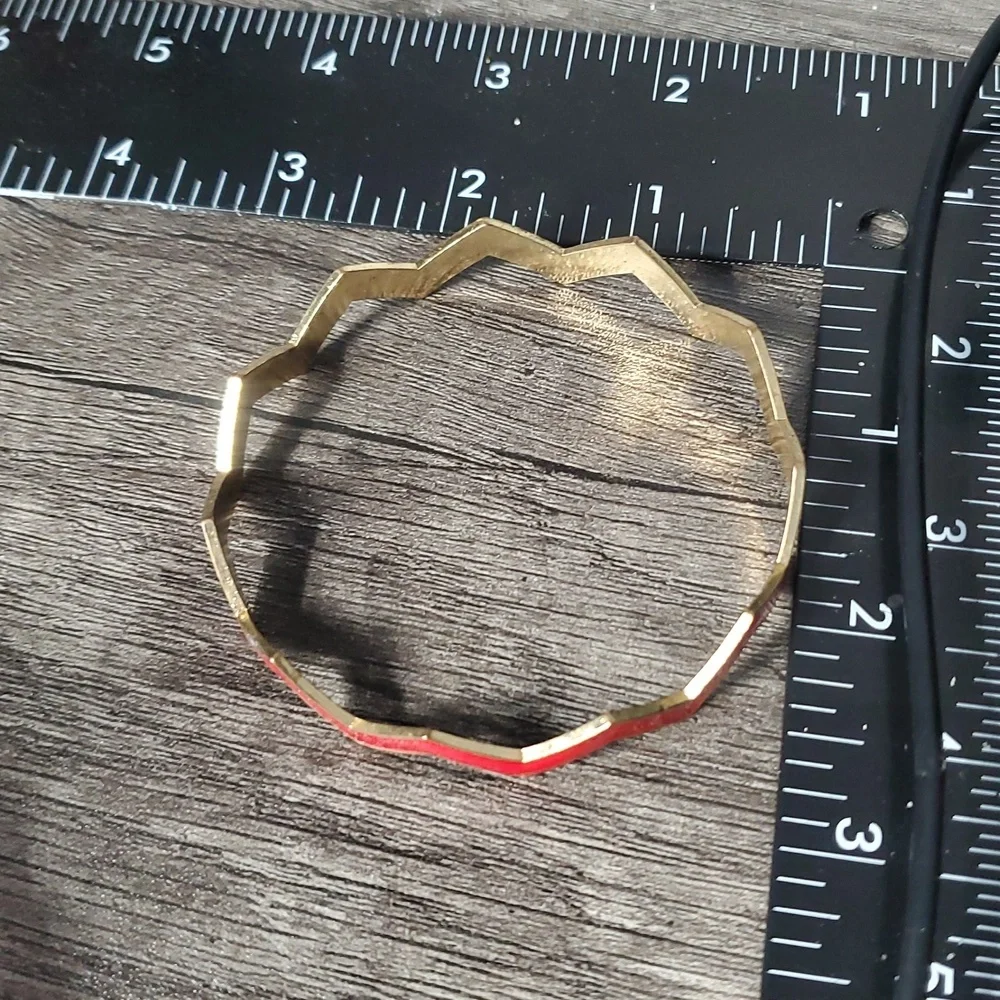 Gold Tone Wave and Red Zigzag‎ Bracelet B3409